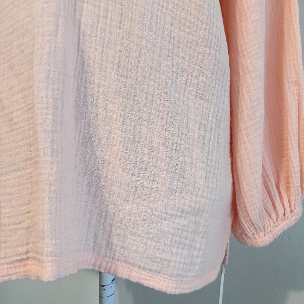 Caslon oversized gauzy cotton  v-neck top long sleeve nwt - Picture 2 of 16